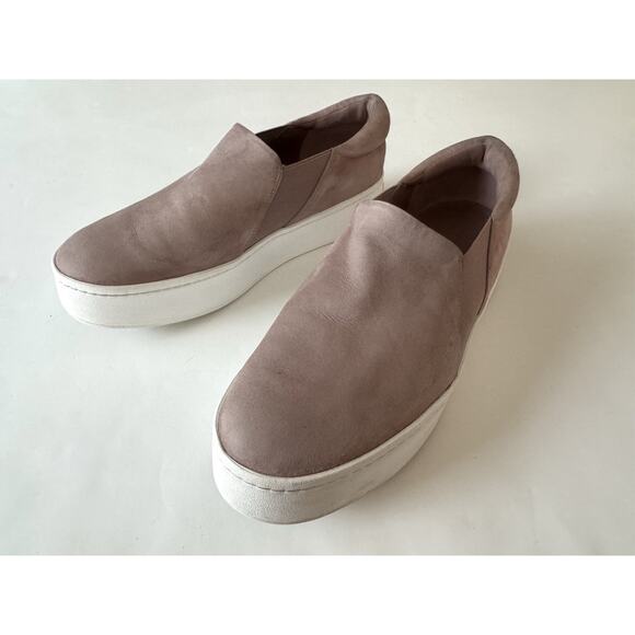 Vince Platform Shoes Sneaker Sz 9 Slip on Blush Pink Hydrangea Warren Suede - Picture 1 of 12